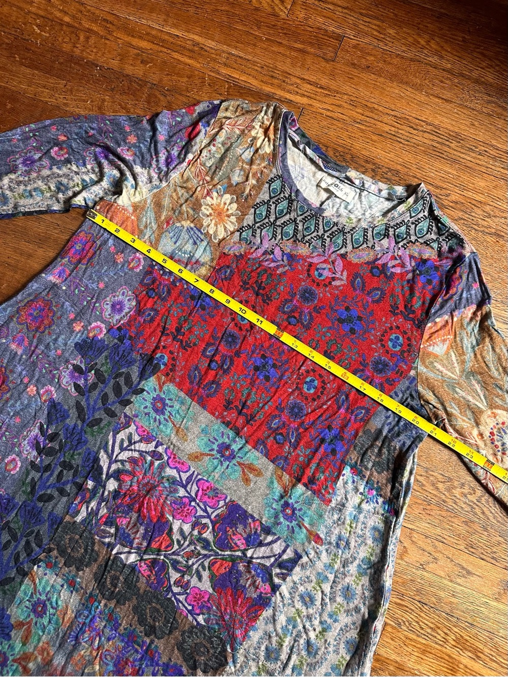 NATURAL LIFE Stevie ButterSoft Maxi Dress Blue Patchwork Long Sleeve XL Pockets - Picture 5 of 10